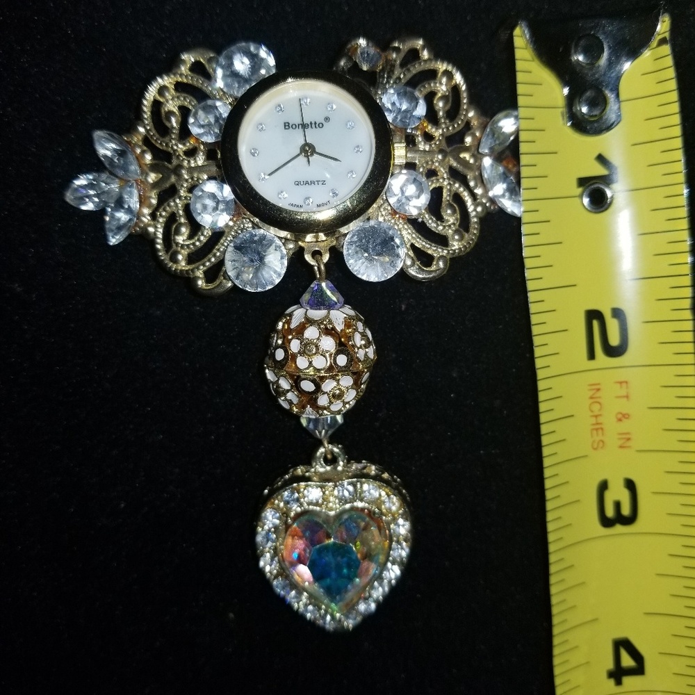 Dangle Clock Brooch - Picture 2 of 5
